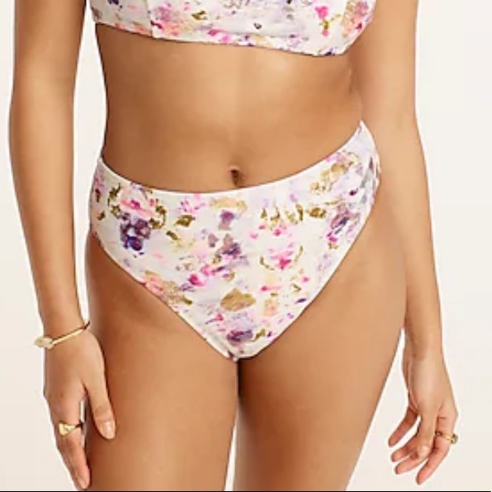 J.Crew Flora Obscura Bikini Bottom Size M NWT